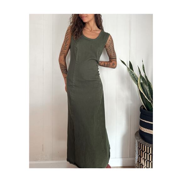 Vintage Green Maxi Denim Dress Size 12 - Picture 1 of 3